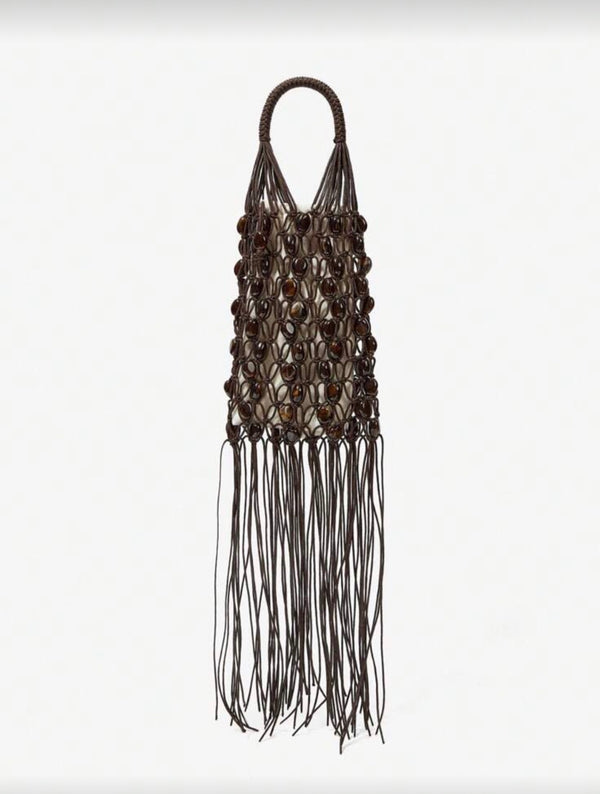 Handwoven Macramé Beaded Bag