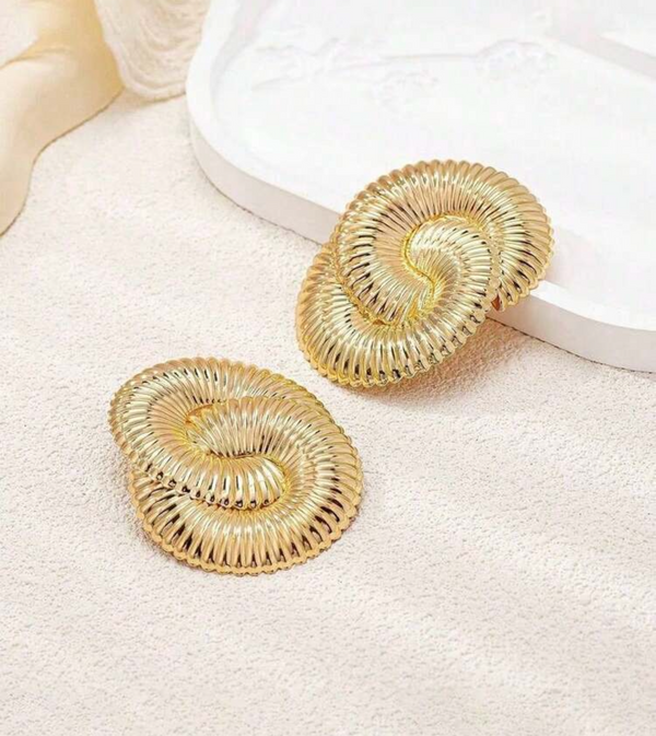 Gold Spiral Statement Earrings