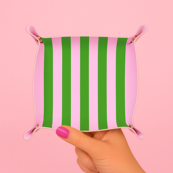 Leather Tray Pink & Green