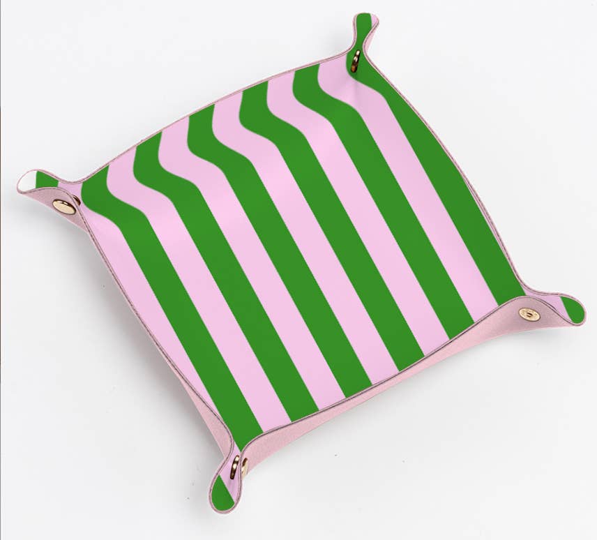 Leather Tray Pink & Green