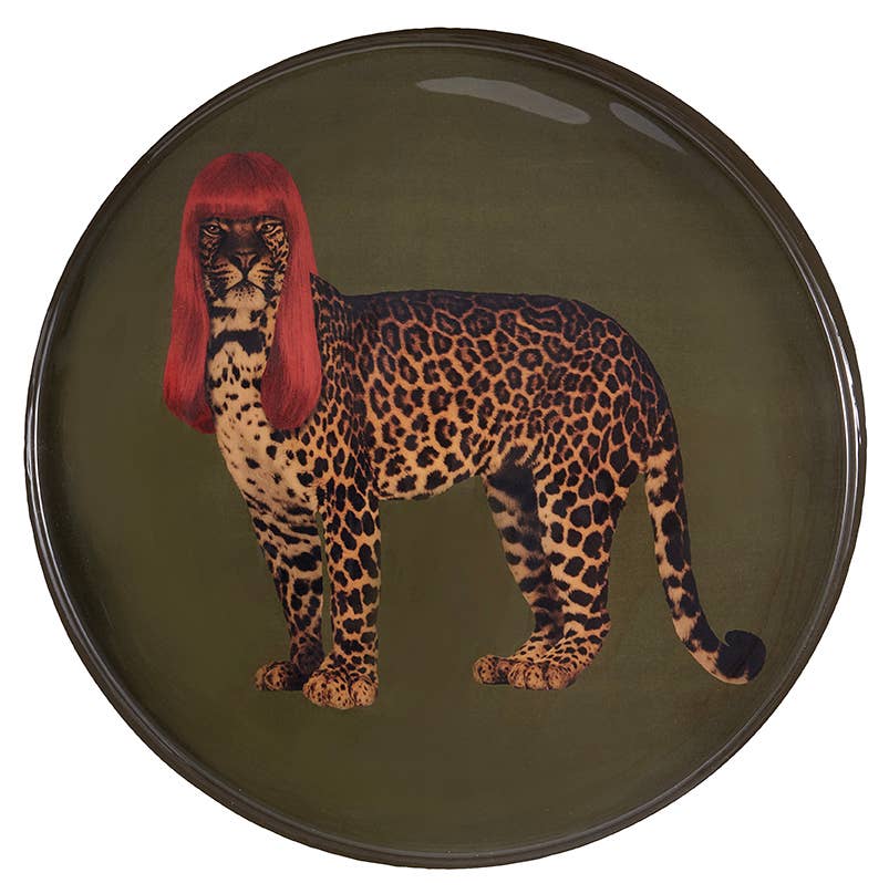 Tiger Round Green Tray RH