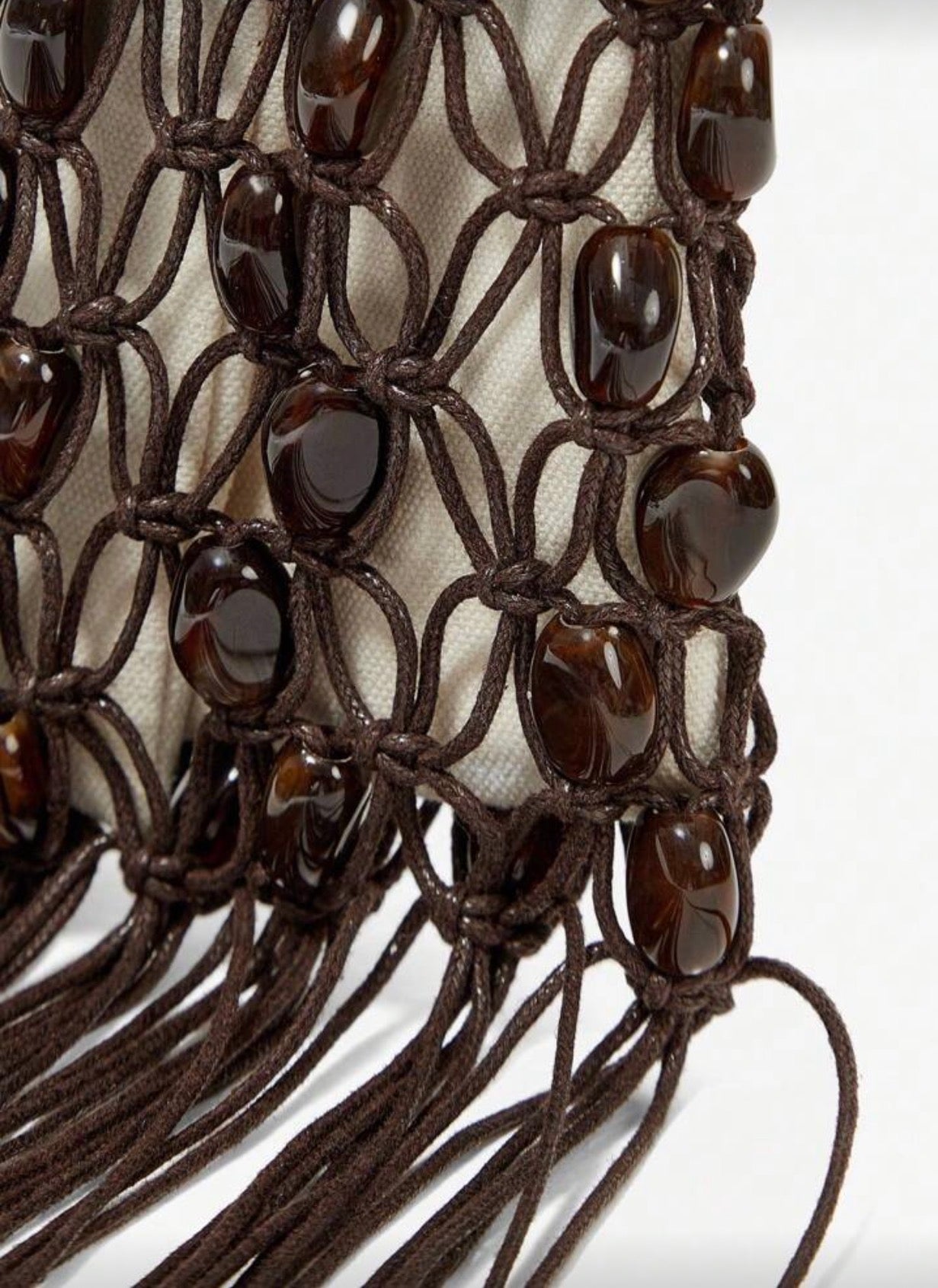 Handwoven Macramé Beaded Bag