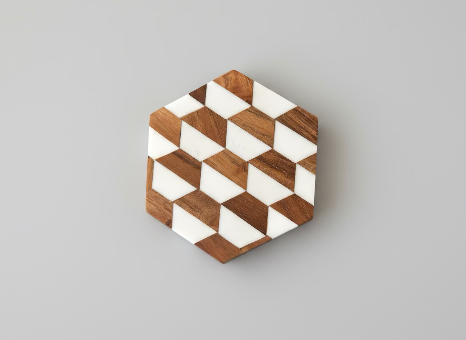 Geometric Wood Coasters (Set of 4)