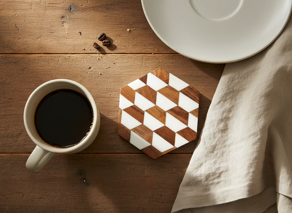 Geometric Wood Coasters (Set of 4)