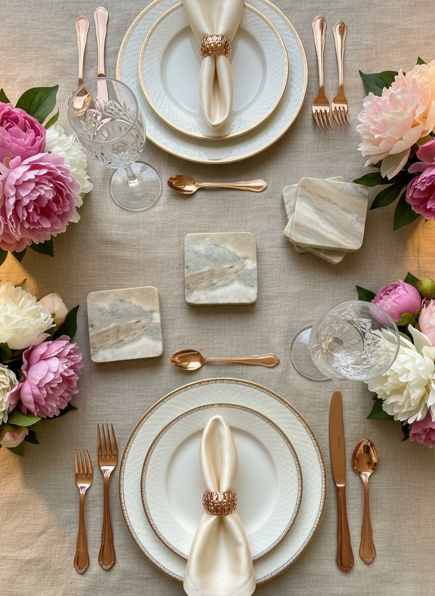 Square Marble Coasters (Set of 4)