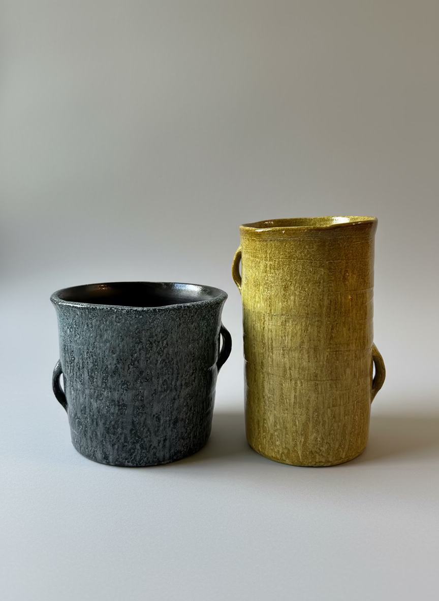 Yellow Ceramic Tall Vase