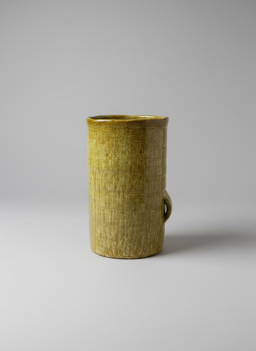 Yellow Ceramic Tall Vase