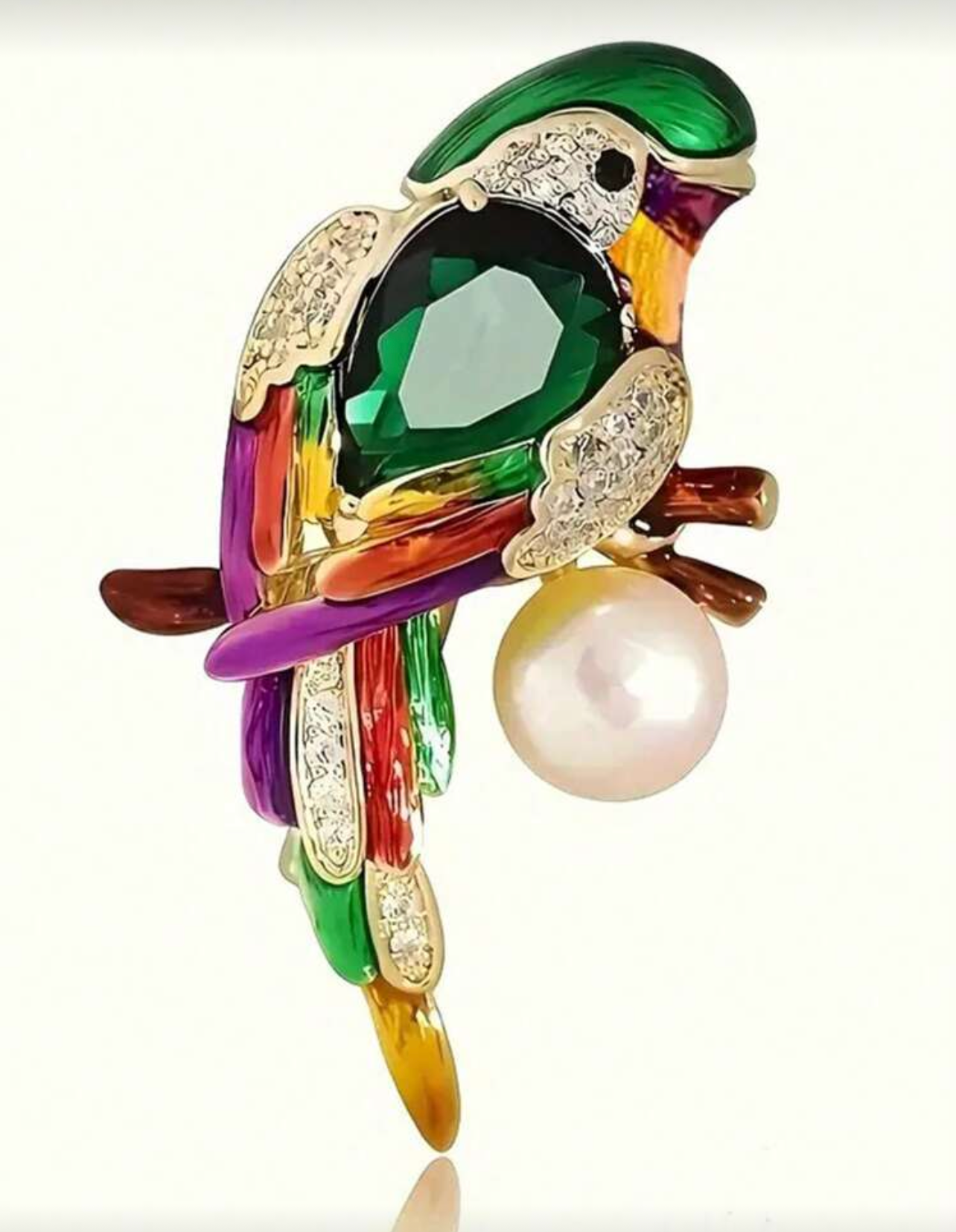 Parrot Pearl Statement Brooch