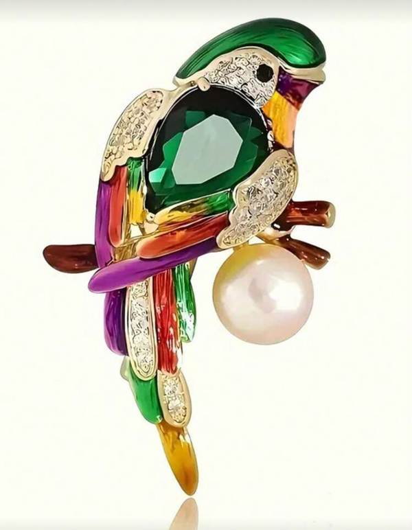 Parrot Pearl Statement Brooch
