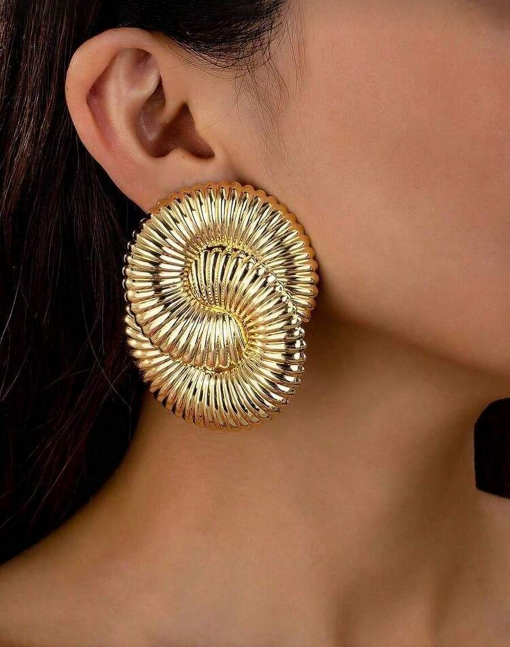 Gold Spiral Statement Earrings