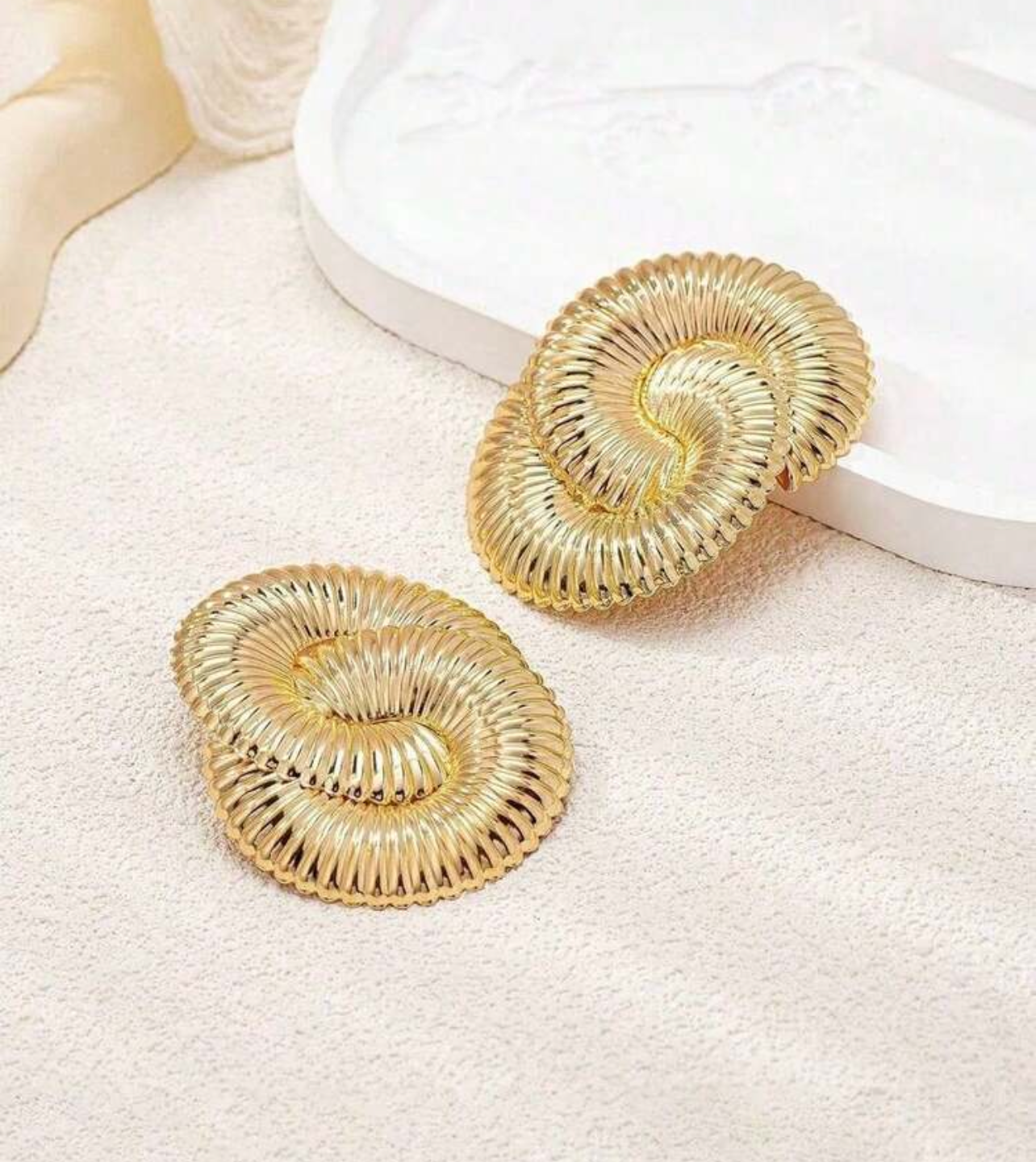 Gold Spiral Statement Earrings