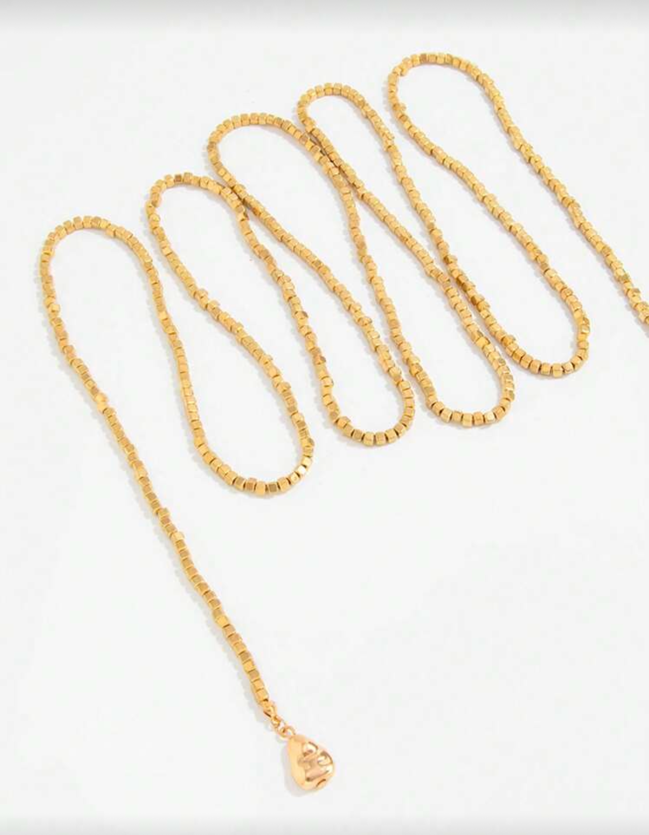 Gold necklace on a white background with 'Multicolor' and 'Add to Cart' text.