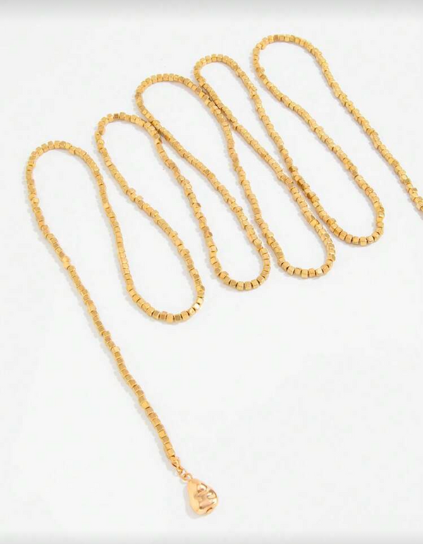 Gold necklace on a white background with 'Multicolor' and 'Add to Cart' text.