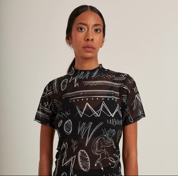 Mino Black Top Short Sleeve