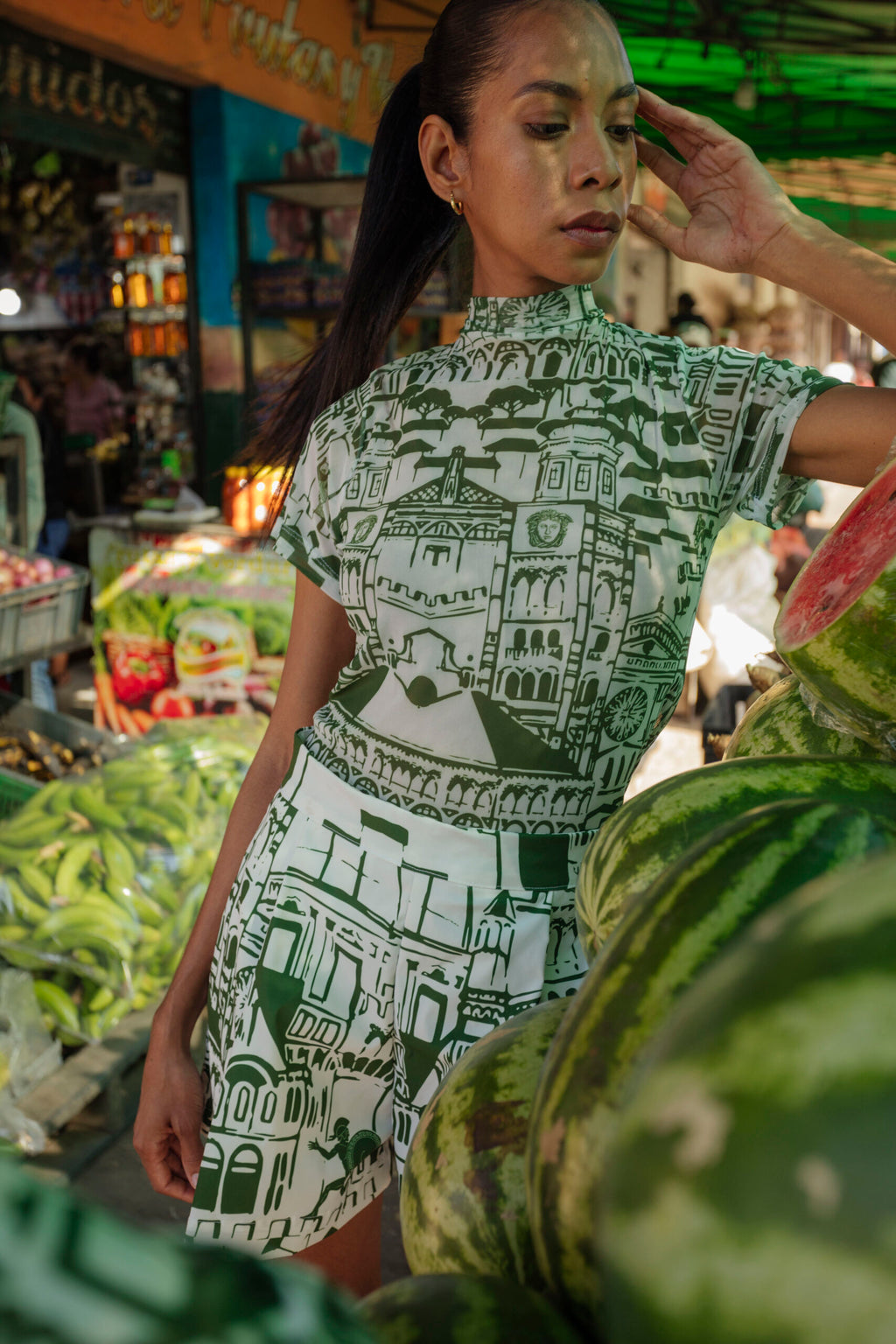 Firenze Green Top Short Sleeve