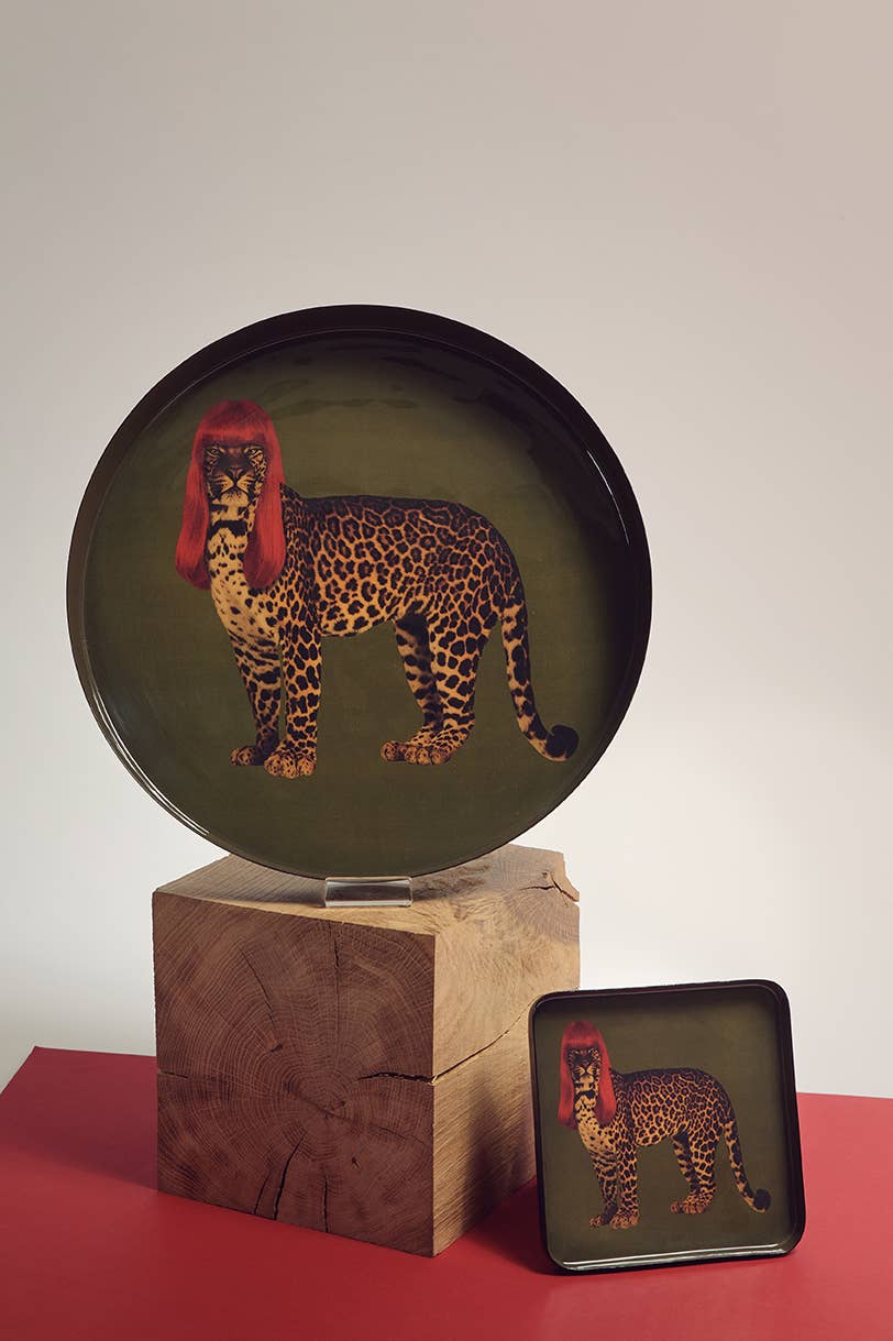 Tiger Round Green Tray RH